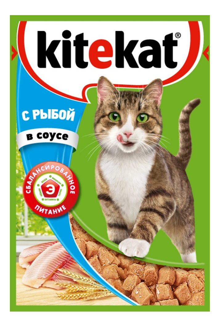 Купить влажный корм для кошек KiteKat, с рыбой в соусе, 24шт по 85г, цены на Мегамаркет | Артикул: 100001277969