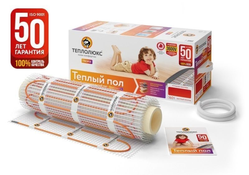 Теплый пол. Мат нагревательный \"Теплолюкс\" Tropix МНН 320 Вт/2,0 кв.м ...