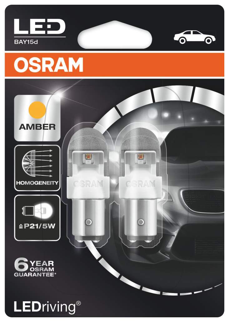 Лампа светодиодная автомобильная OSRAM 2W 12V BAY15D P21 5W (1557YE-02B)