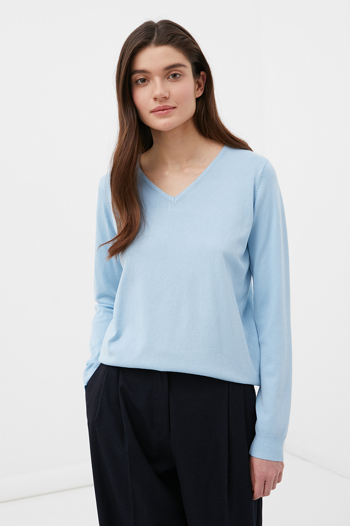 Пуловер женский Finn Flare BAS-10120 голубой S