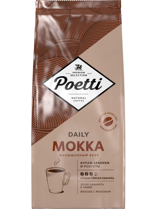 Кофе в зёрнах Poetti Daily Mokka 1 кг - купить в Мегамаркет Краснодар, цена на Мегамаркет