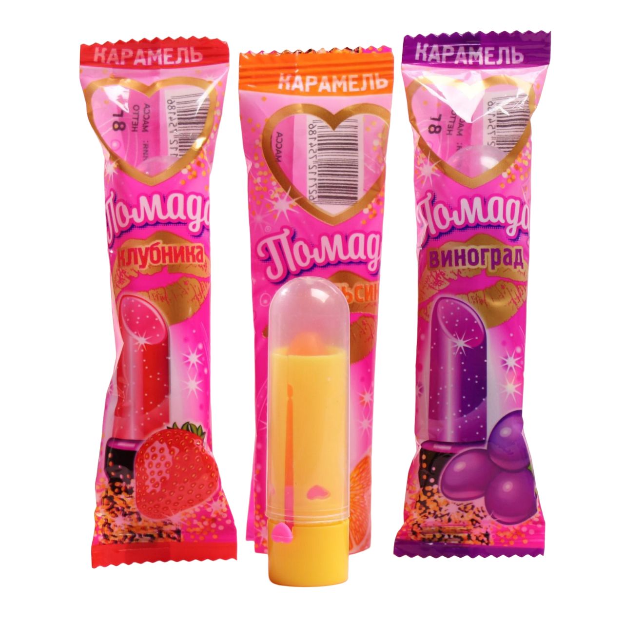 карамель леденцовая "помада" ассорти 8гр 30шт, , шт. помада леденец. карамель липстик ассорти 4гр. помада карамель. помада леденец.