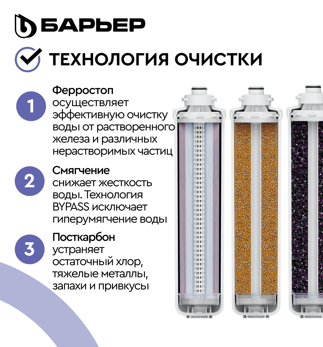 Комплект картриджей для фильтра под мойку БАРЬЕР ЭКСПЕРТ Комплекс ...