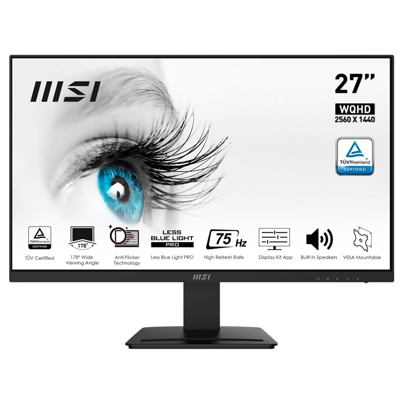 27" Монитор MSI PRO 27" VA черный MP273QV черный 75Hz 2560x1440 VA - купить в М.видео, цена на Мегамаркет