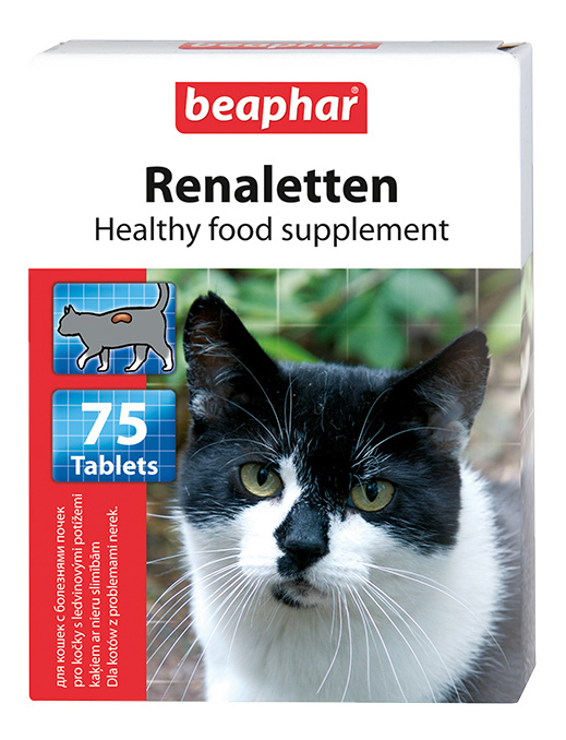 Витаминный комплекс для кошек Beaphar Renaletten, при проблемах с почками 75 таб