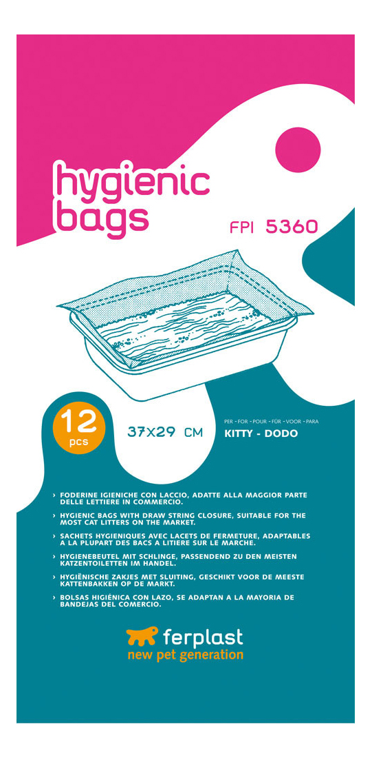 Пакеты для кошачьего туалета Ferplast FPI 5360 KITTY, DODO 37х29 см, 12 шт