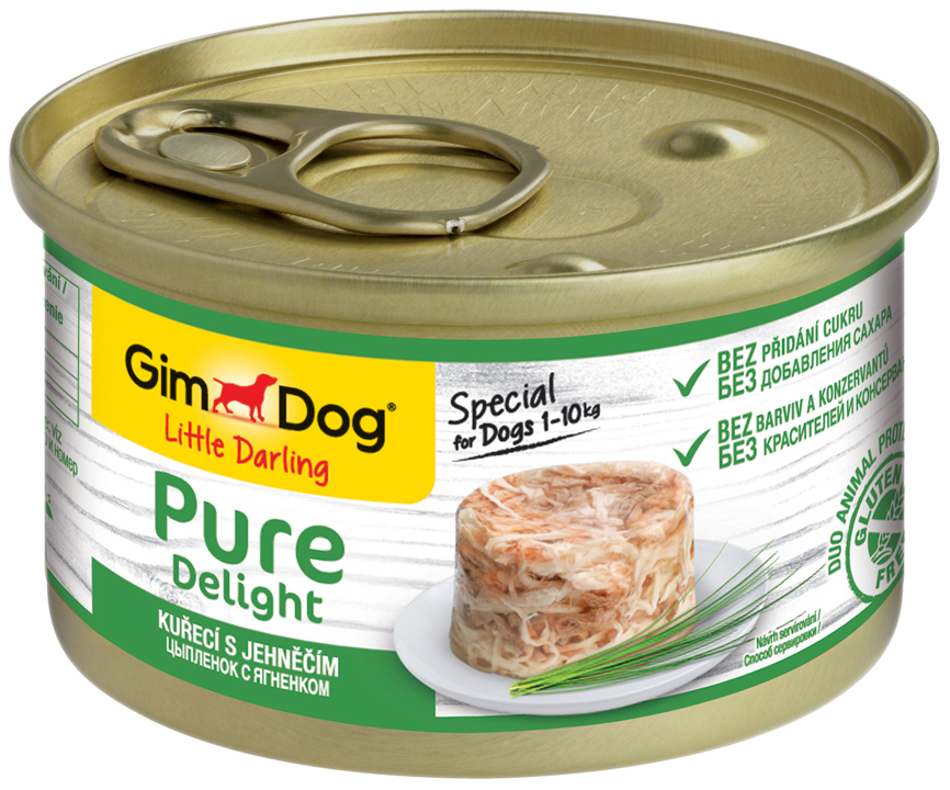 Консервы для собак GIMDOG Pure Delight, цыпленок, ягненок, 85г