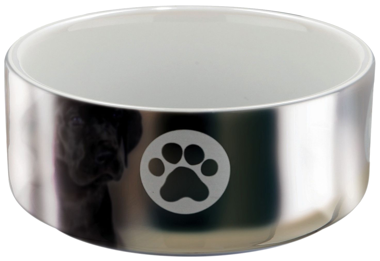 Одинарная миска для кошек и собак TRIXIE, керамика, белый, серебристый, 0.3 л, 12см
