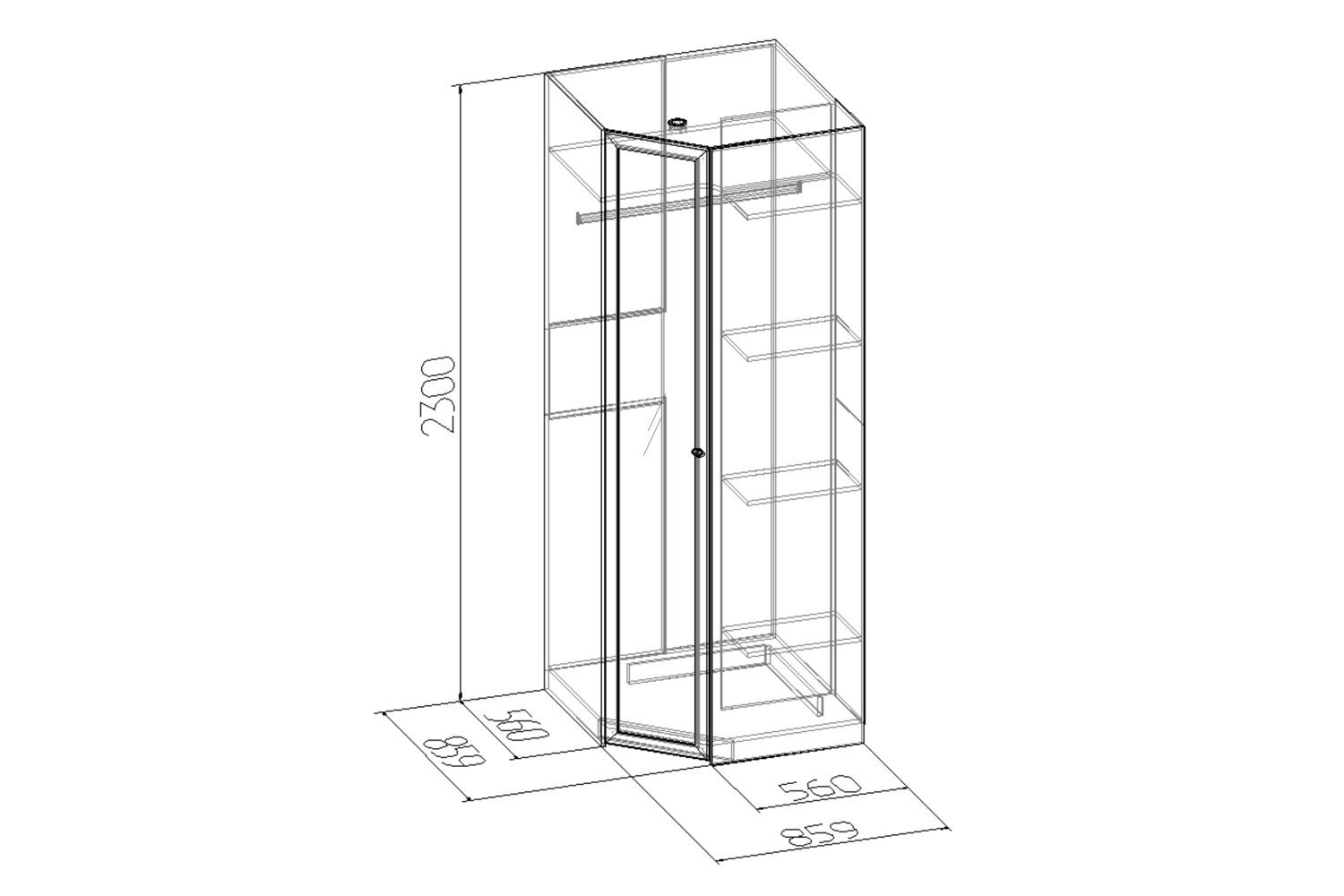 Шкаф угловой 230 высота