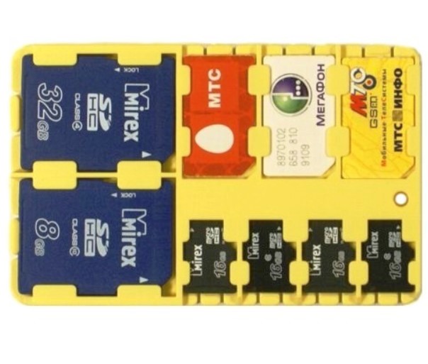Держатель для телефонных СИМ-карт и карт microSD и SD-SIM Holder Yellow