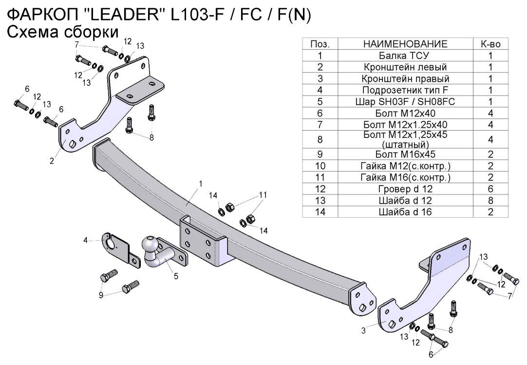 Схема фаркопа. Leader Plus sh08fc. N103-FC. Фаркоп (ТСУ) Лидер плюс для автомобиля Lexus RX 2008-2012 (арт. L103-f отзывы.
