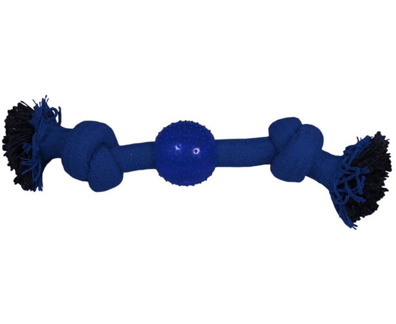 Грейфер для собак Triol Веревка-канат, 2 узла и мяч, синий, 23 см