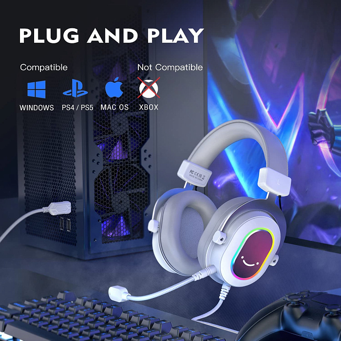 Игровые наушники Fifine H6 Gaming Headsets белый (H6W) - купить в iCover Пушкино (со склада МегаМаркет), цена на Мегамаркет