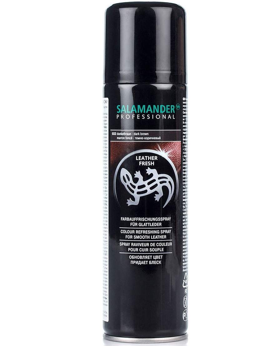 Аэрозоль-краска для гладкой кожи Salamander Leather Fresh черная 200 мл.
