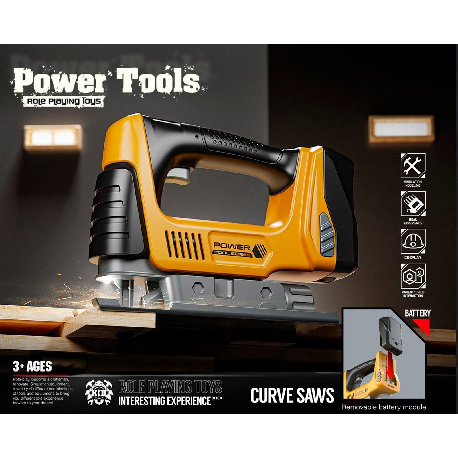 Купить игрушечный инструмент Power Tools Лобзик электропила на батарейк,  цены на Мегамаркет