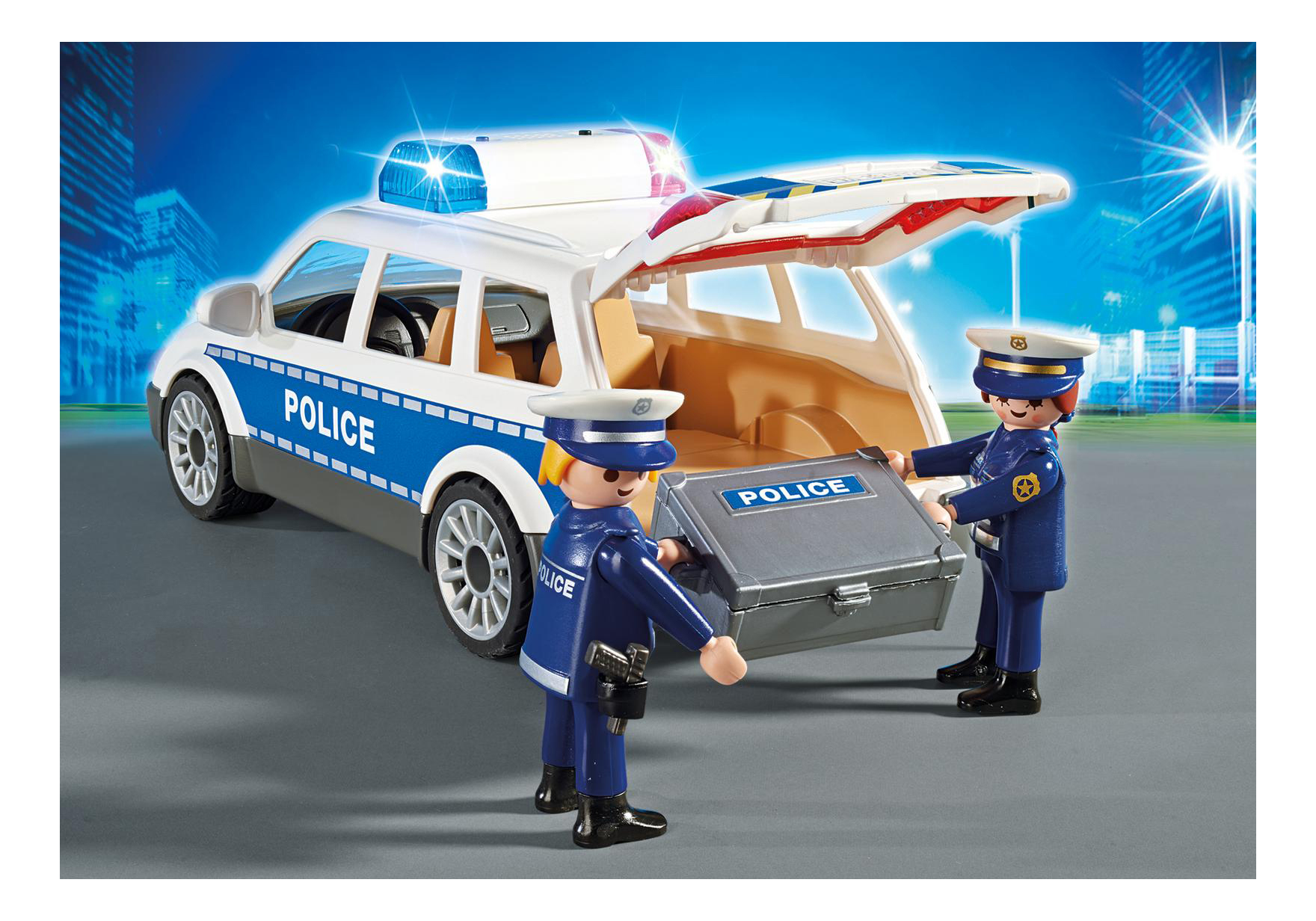 Купить игровой набор Playmobil PLAYMOBIL Полиция: Полицейская машина со  светом и звуком, цены на Мегамаркет