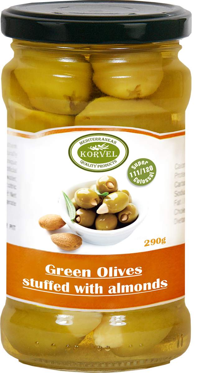 Оливки зеленые Korvel с миндалем 290 г