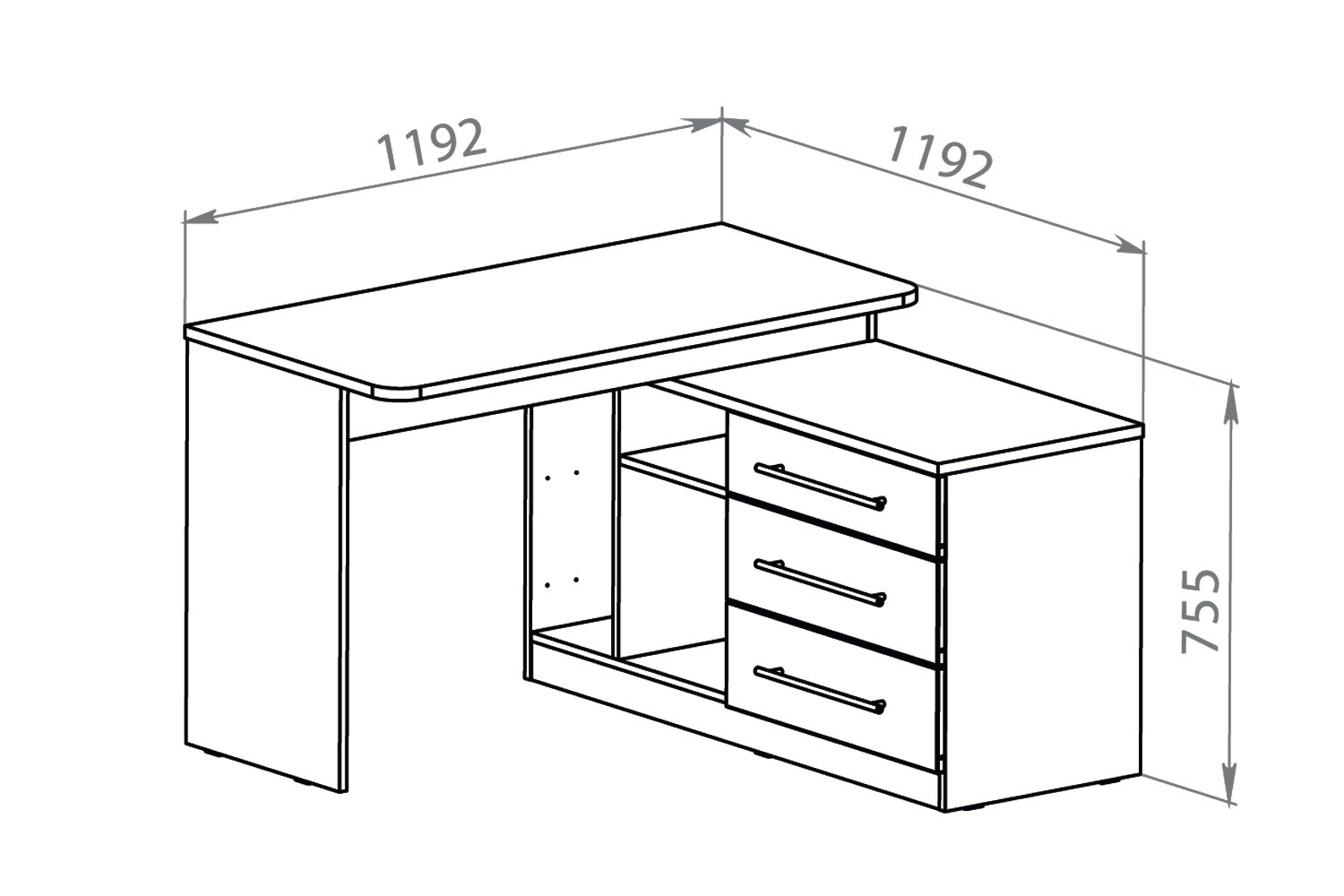 Письменный стол с ящиками размеры чертеж