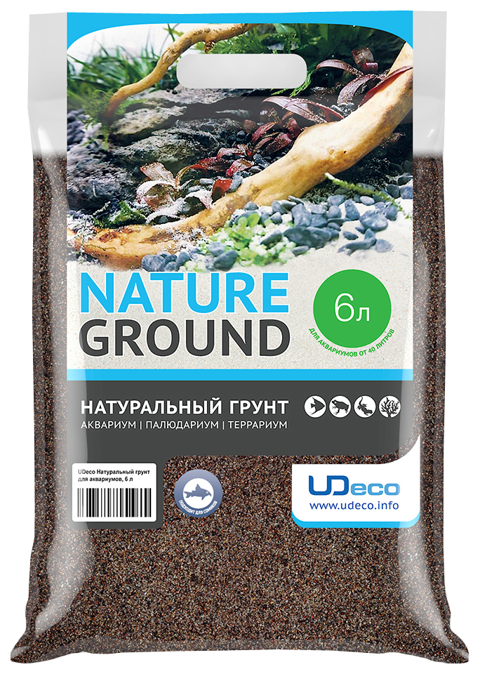 Натуральный песок для аквариумов и террариумов UDeco River Brown, бежевый, 0,1-0,6 мм, 6 л