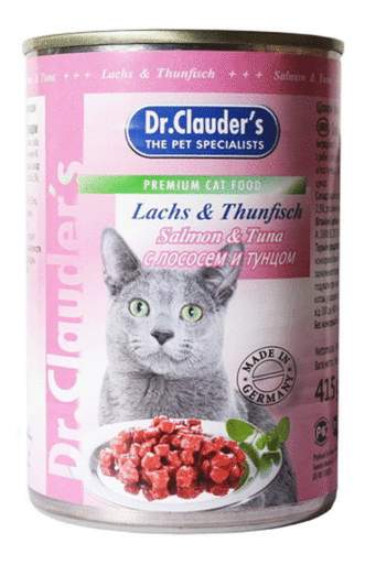 Консервы для кошек Dr.Clauder's, с лососем и тунцом в соусе, 415г