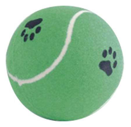 Апорт для собак Beeztees Мяч теннисный с лапкой (зеленый), длина 12 см