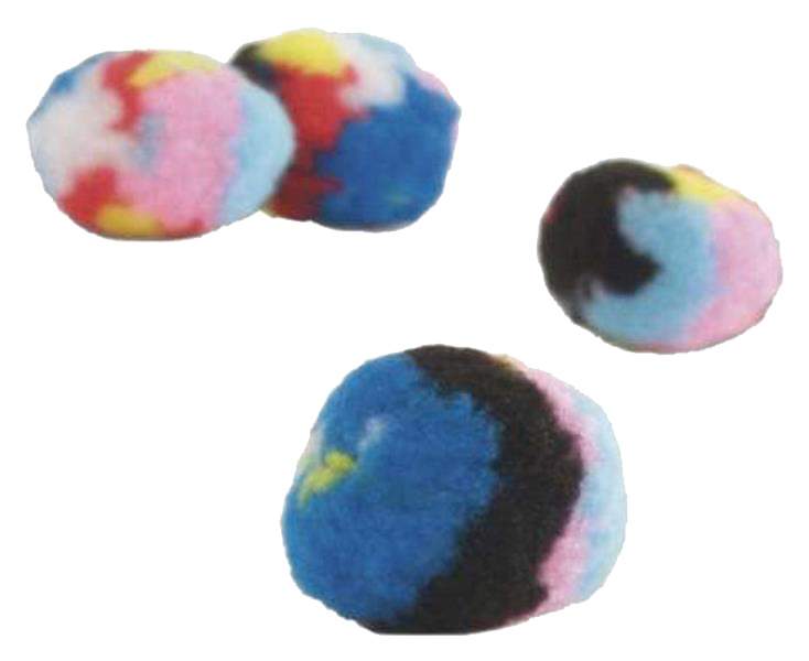 Мяч-помпон для кошек Beeztees с кошачьей мятой, текстиль, разноцветный, 4 см, 4 шт