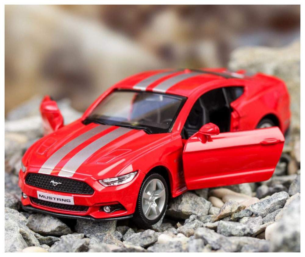 Купить машина металлическая RMZ 1:32 Ford 2015 Mustang with Strip  инерционная красный 554029C-RD, цены на Мегамаркет