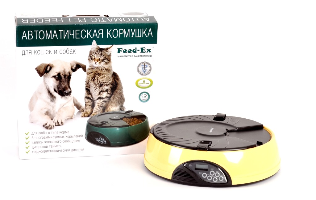 Автокормушка для кошек и собак Feed-Ex, жк дисплей, с таймером, желтая 1.8 л
