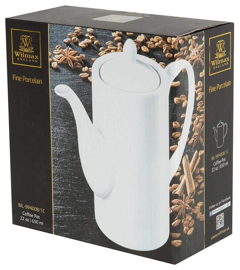 Wilmax WL-994008/A Fine Porcelain Coffee Pot 22 Oz / 650 ml