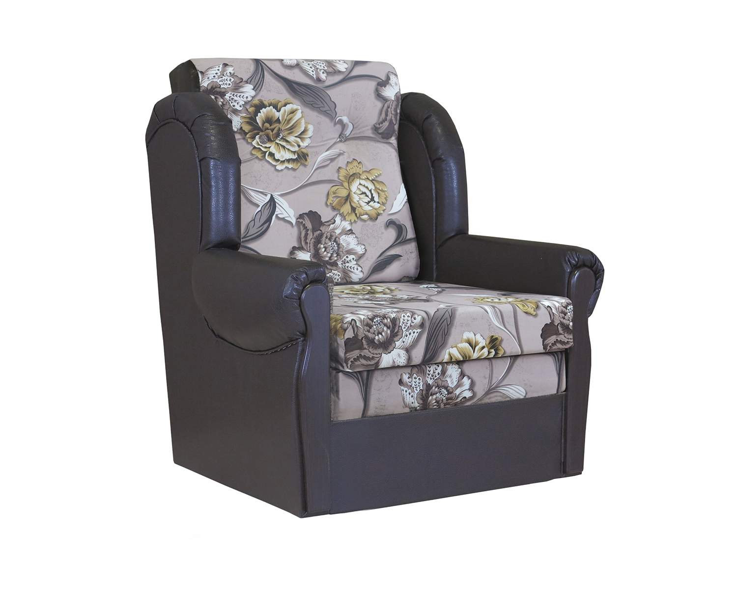 Кресло-кровать Шарм-Дизайн Классика М 1907245, разноцветный рисунок цветы/коричневый