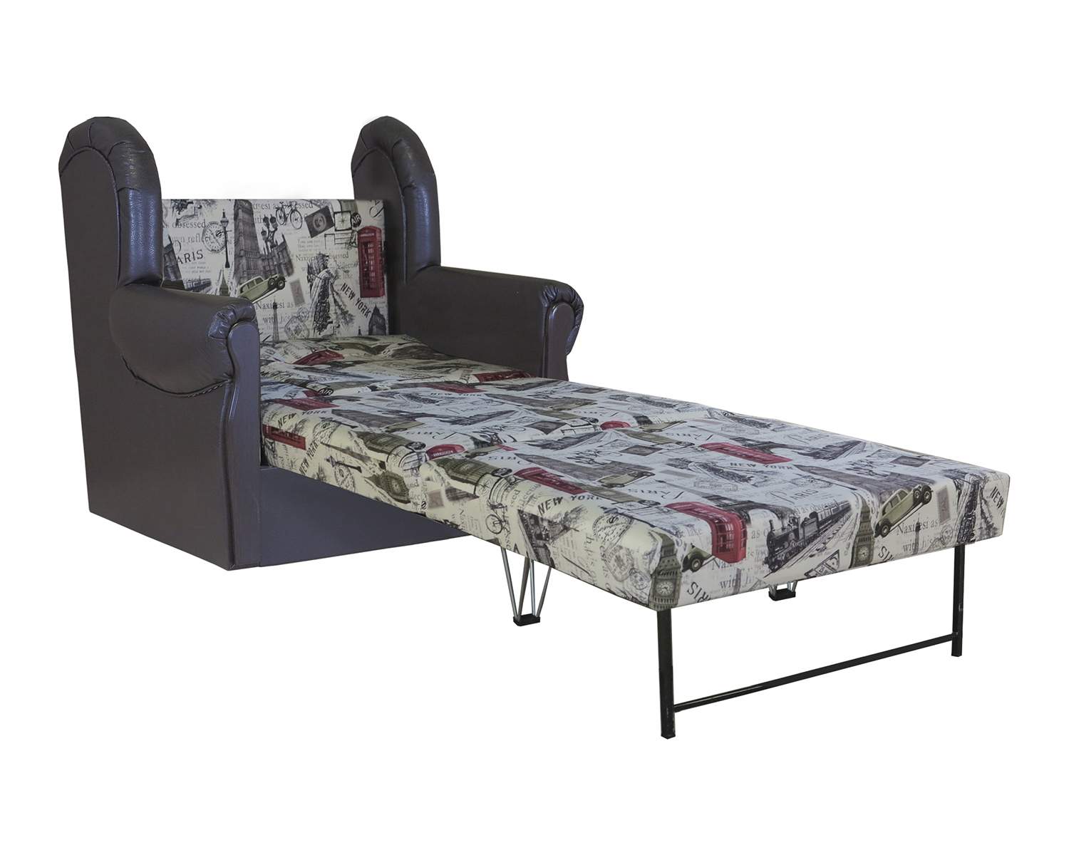 Кресло-кровать Шарм-Дизайн Классика М 1907245, разноцветный рисунок цветы/коричневый