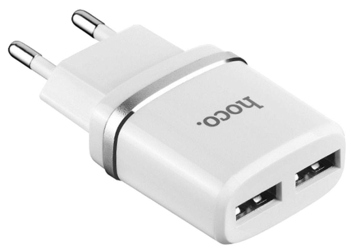 Сетевое зарядное устройство Hoco C12, 2xUSB, lightning, 2,4 A, white -  отзывы покупателей на маркетплейсе Мегамаркет | Артикул: 100022851078