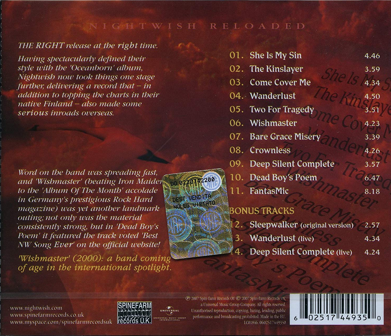 Найтвиш вишмастер. Nightwish Wishmaster 2000 обложка. Nightwish "Wishmaster". Nightwish Wishmaster альбом. Nightwish "Wishmaster (CD)".