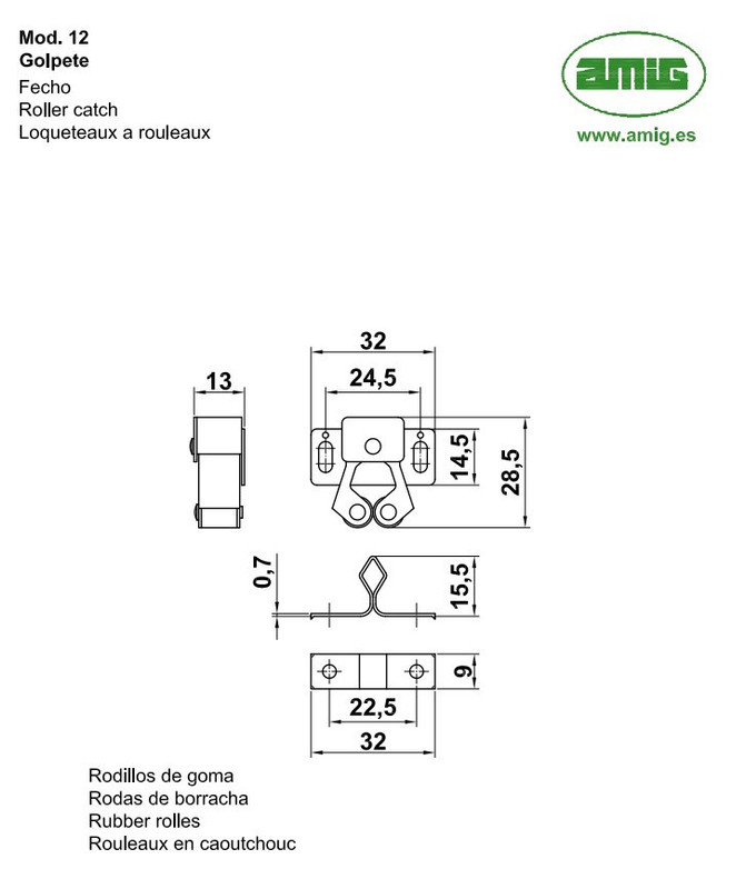 Защелка роликовая amig модель 11 32х26 мм сталь