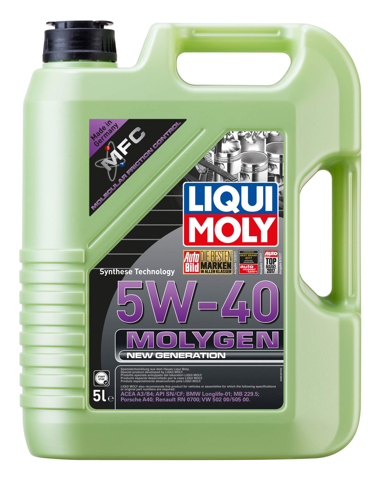 Моторное масло LIQUI MOLY cинтетическое Molygen NeW Generation 5W40 5л -  отзывы покупателей на Мегамаркет | 600008791966