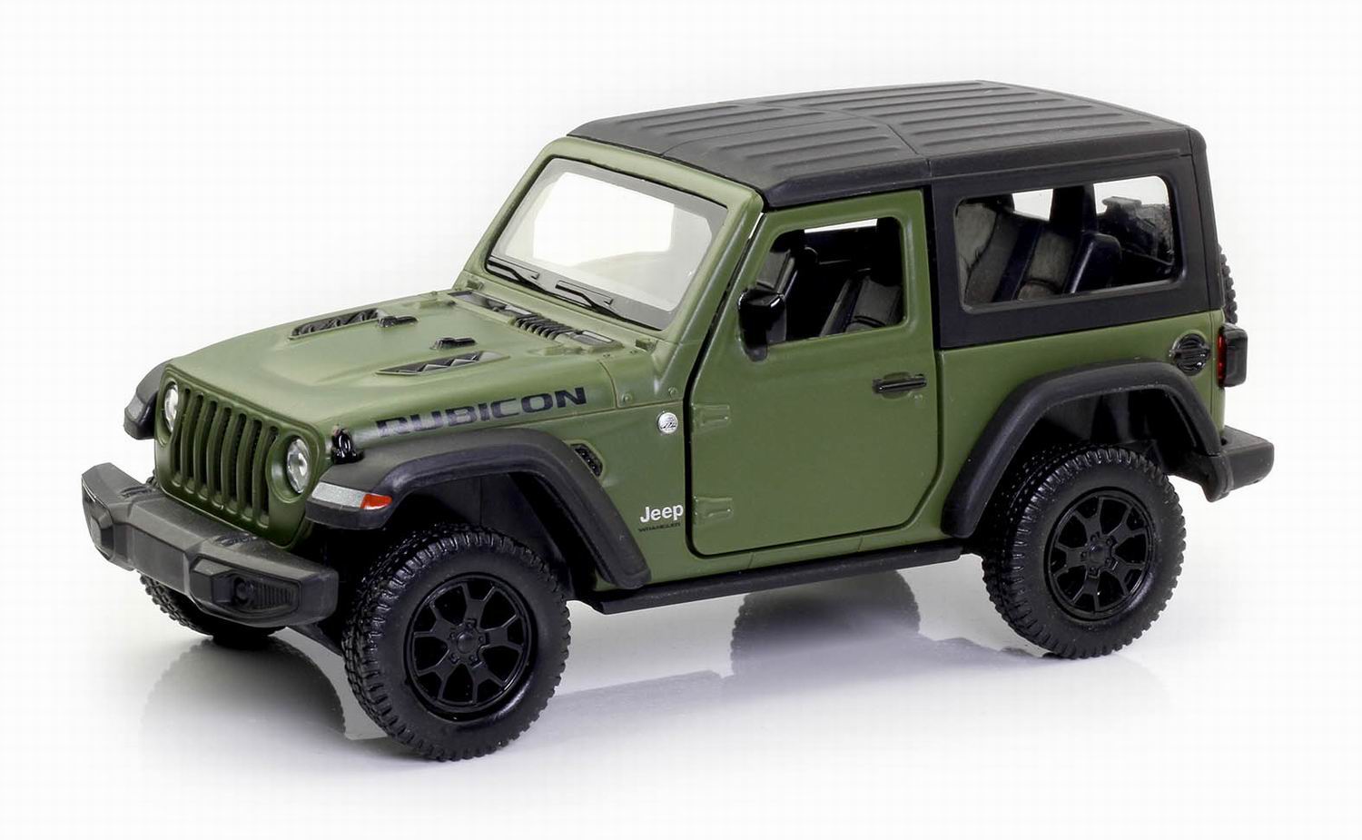 Машина металлическая RMZ City 1:32 Jeep Rubicon 2021 закрытый верх, зеленый  матовый цвет.