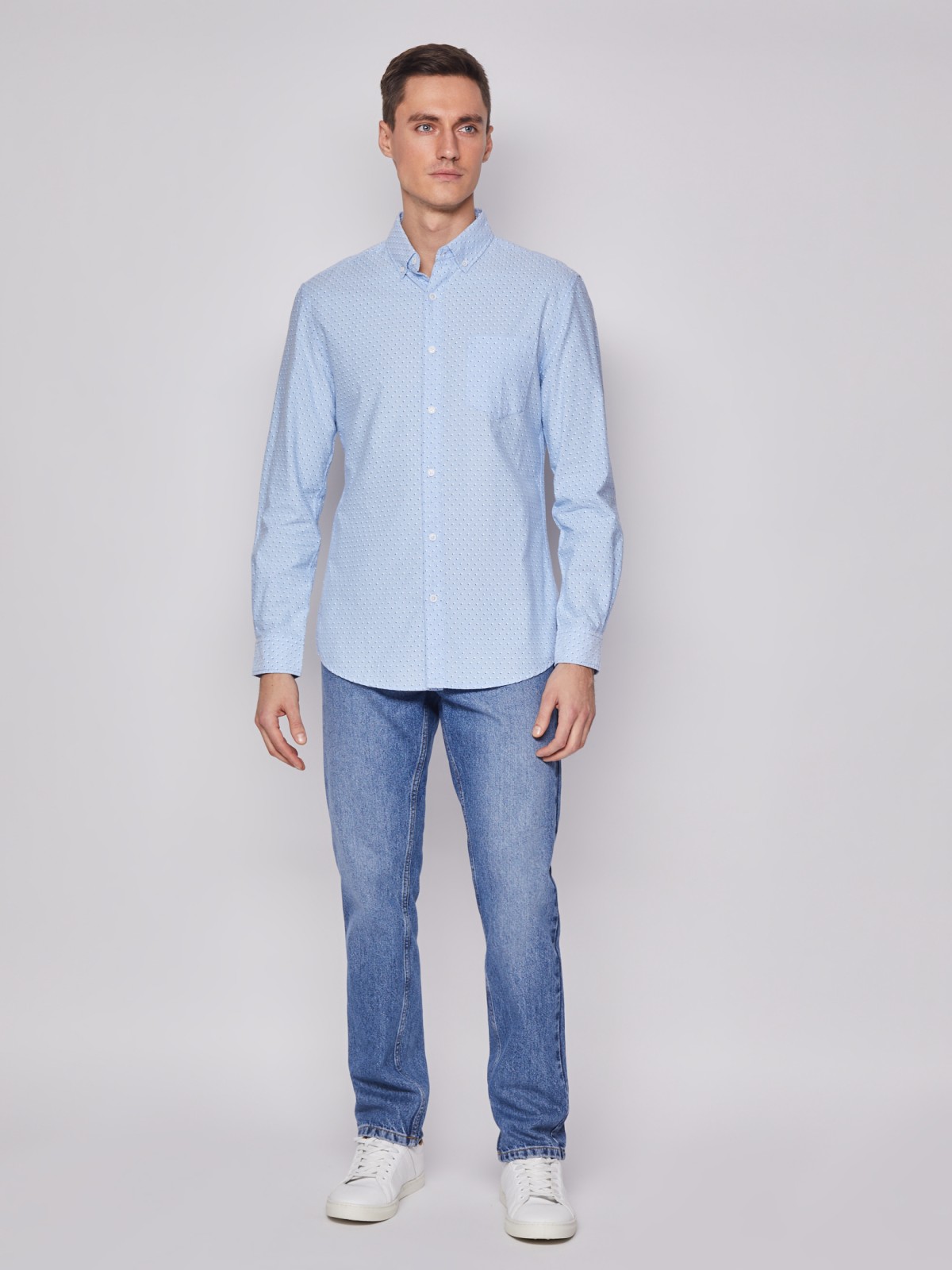 Рубашка мужская Zolla 01212214R043 голубая 3XL