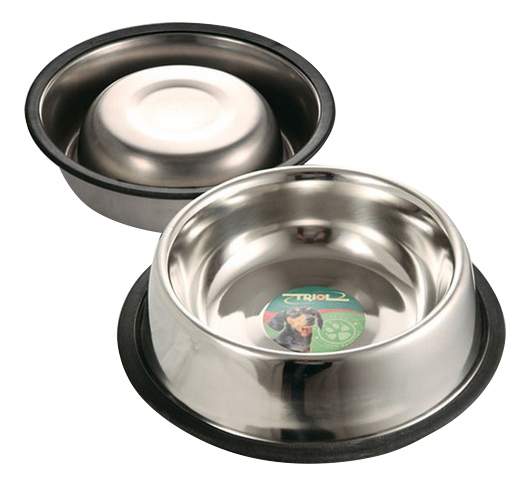 Одинарная миска для собак Triol, резина, сталь, серебристый, 0,2 л