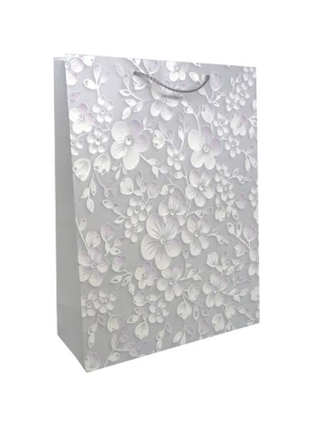 Пакет подарочный ламинированный "Цветы", цвет: A-белый, 40x30x12 см, арт. BK961