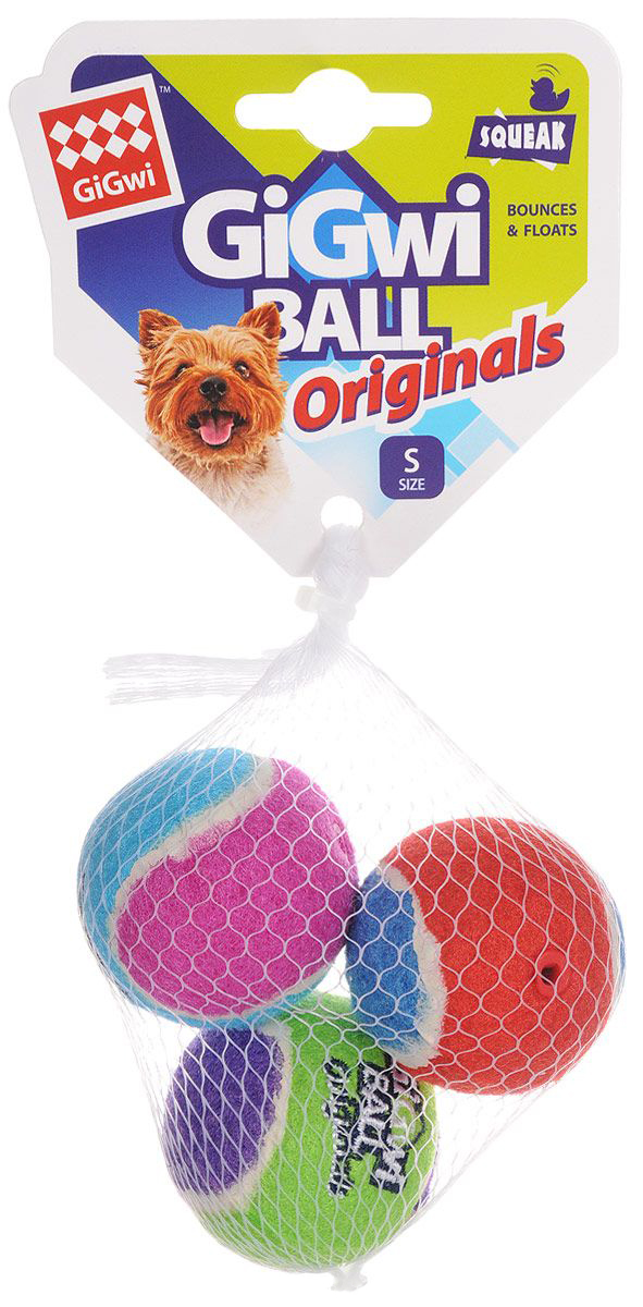Игрушка-пищалка для собак GiGwi Три мяча, длина 4 см