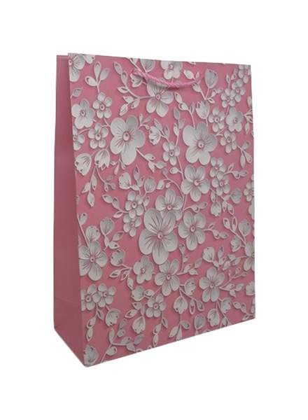 Пакет подарочный ламинированный "Цветы", цвет: B-розовый, 40x30x12 см, арт. BK961