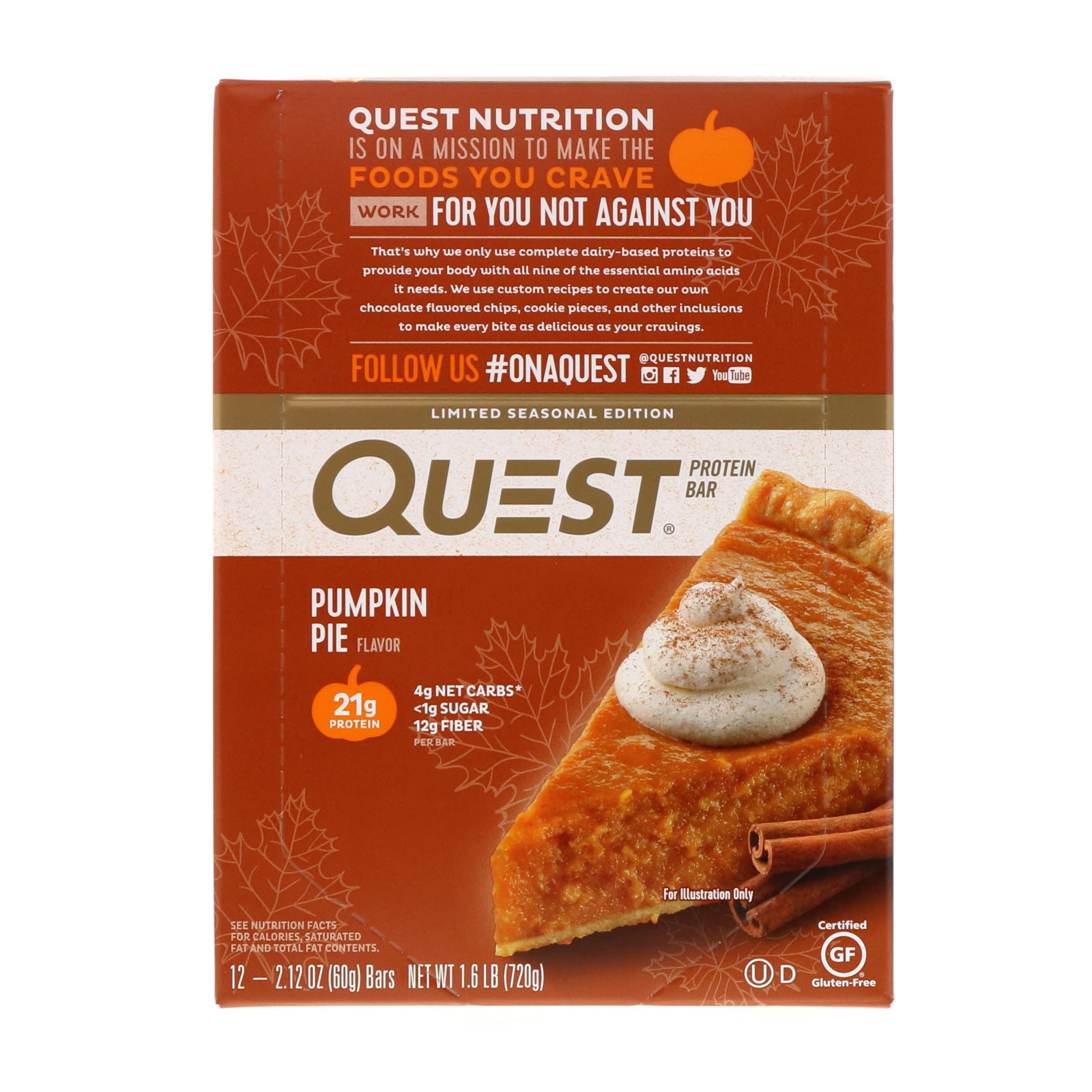 Протеиновый батончик Quest Nutrition QuestBar 60 г тыквенный пирог – купить  в Москве, цены в интернет-магазинах на Мегамаркет