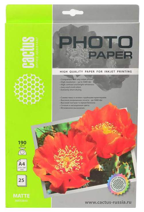 Фотобумага для принтера Cactus CS-MA419025 A4 Standart Белый 25 листов