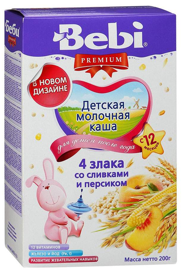 Каша 4 злака с вишней и бананом bebi premium