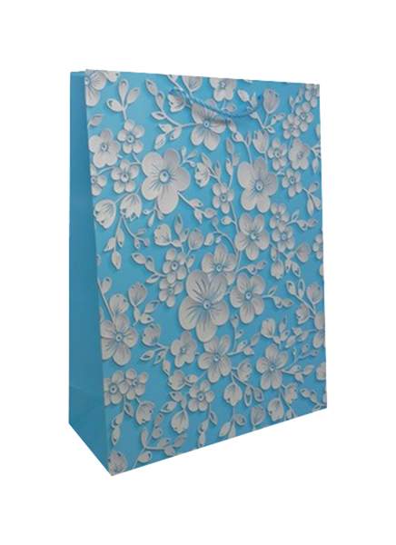 Пакет подарочный ламинированный "Цветы", цвет: C-голубой, 40x30x12 см, арт. BK961