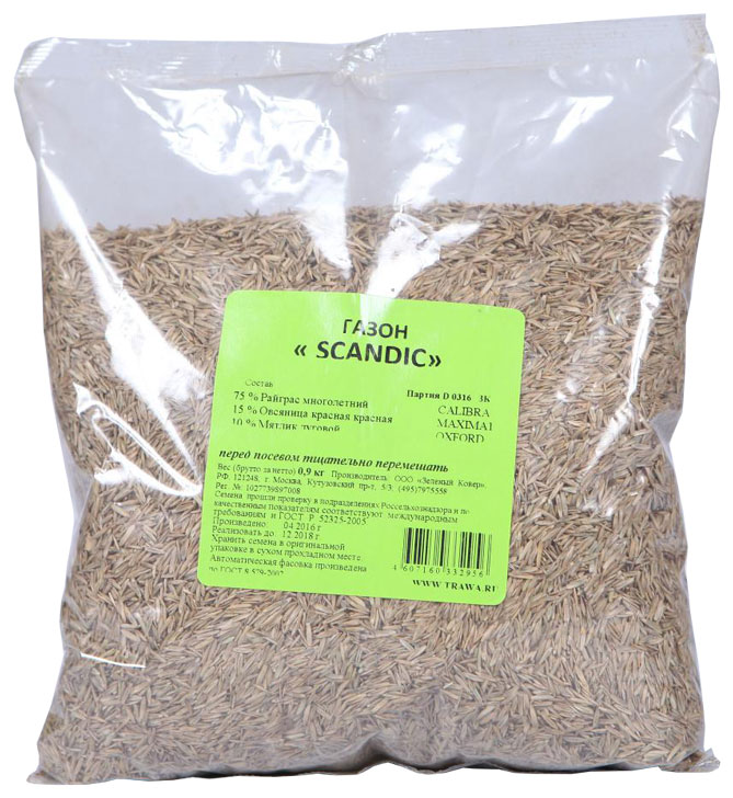 Семена Газон SCANDIC® Для создания неприхотливой лужайки, 0,9 кг Зеленый ковер