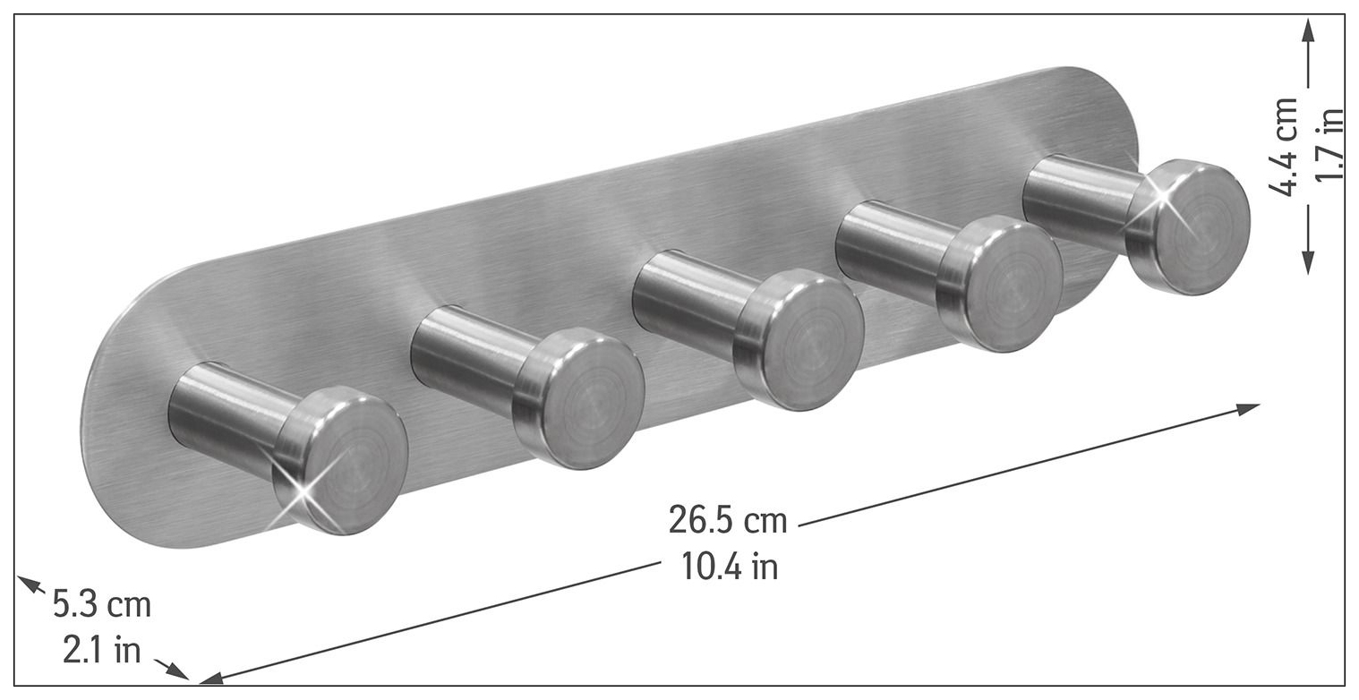Вешалка настенная на 5 крючков нержавеющая сталь
