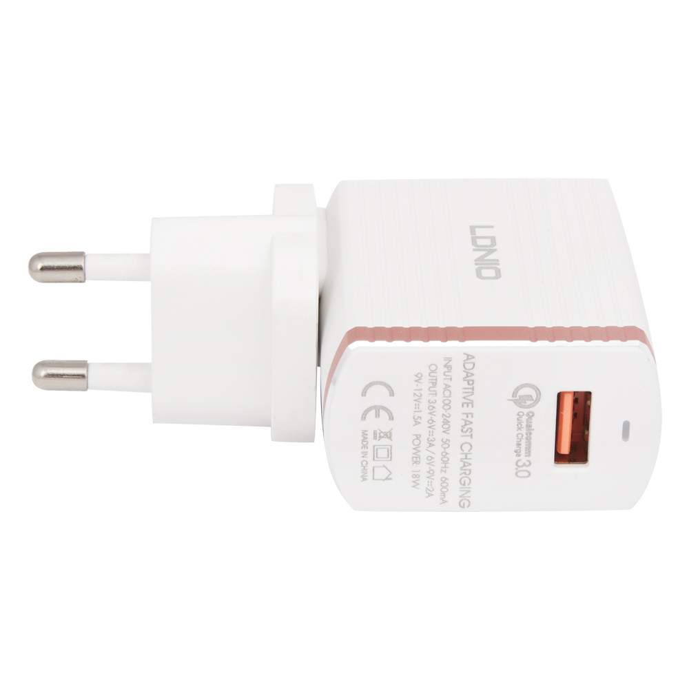 Сетевое зарядное устройство LDNIO A1302Q, 1 USB, 2 A, white