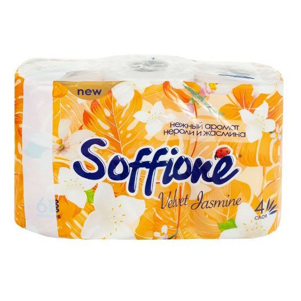 Туалетная бумага Soffione Velvet Jasmine 4 слоя 6 рулонов - купить на Мегамаркет