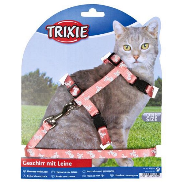Шлейка с поводком для кошек TRIXIE Cat Harness обхват 27-45 см, в ассортименте